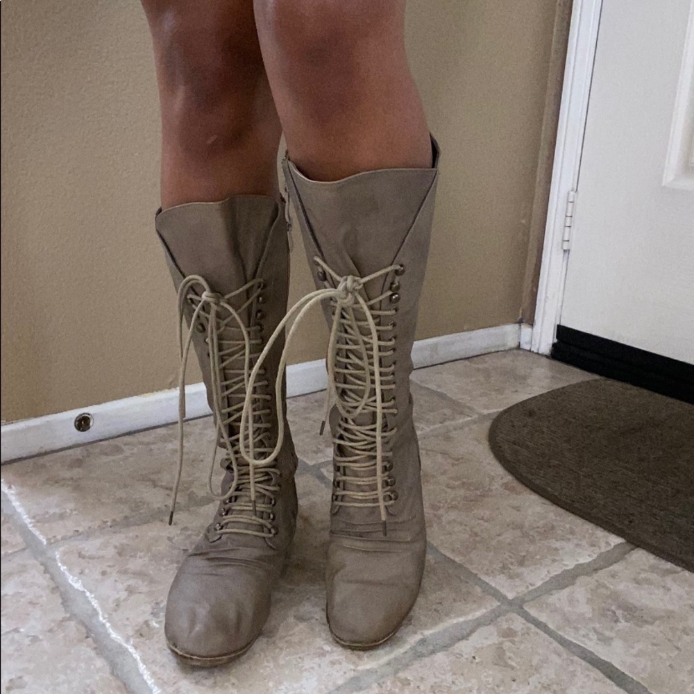 Lace Up Tan Boots